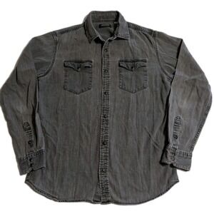 Jack & Jones Jeans Intelligence Gray Denim Snap Button Up Shirt Men's Large